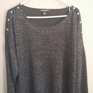 CABLE & GAUGE BLACK AND SILVER BLOUSE SIZE 2X